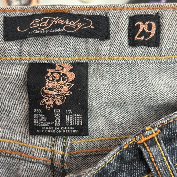 32x32 - Y2K Ed Hardy Low Rise Embroidered Straight Leg Jeans - Picture 6 of 6